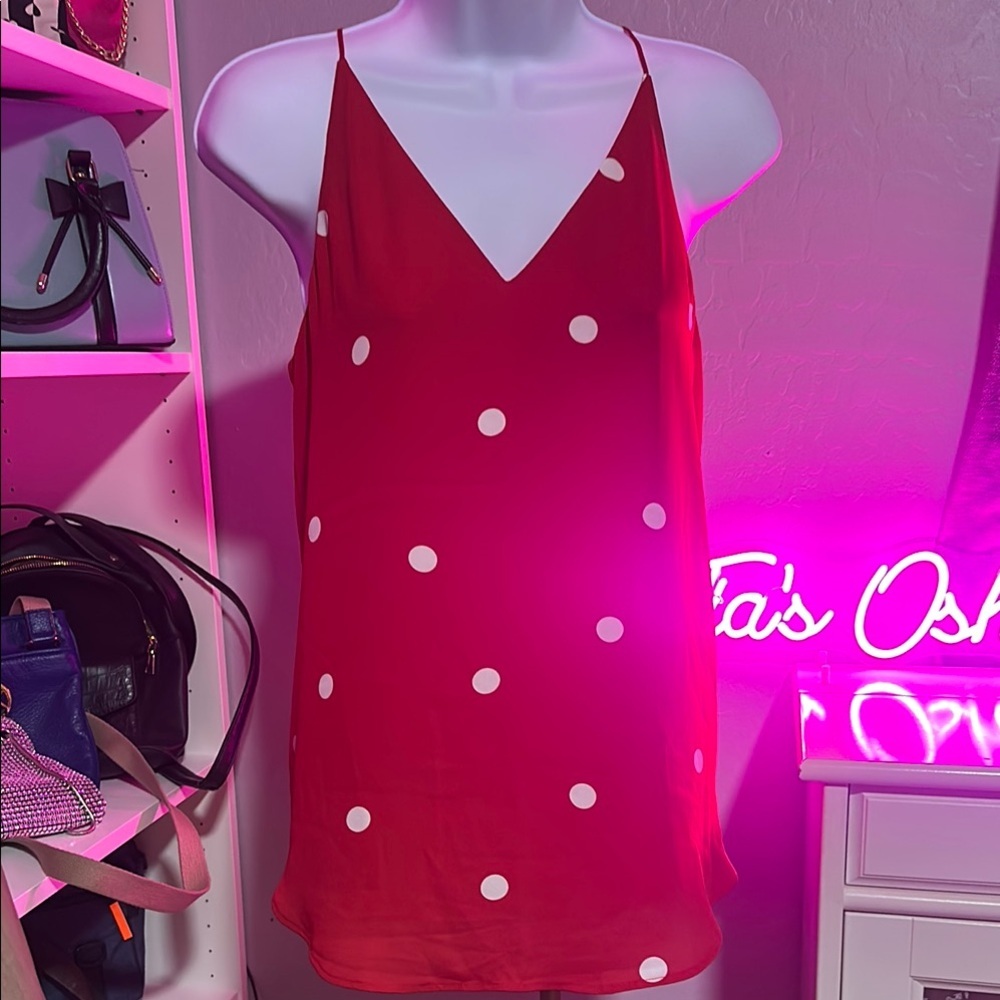 No.062 LOFT Red Polka Dot Tank Top - Picture 2 of 8